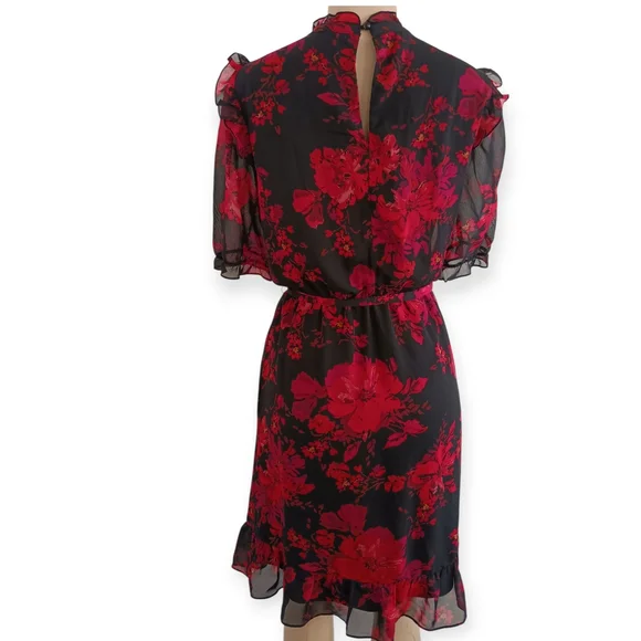 Chetta B Black and Red Floral Midi Dress - Picture 3 of 7